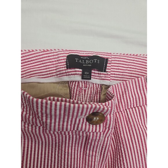 Talbots Skimmer Red & White Striped Seersucker Cropped coastal pants Women's 10P - Picture 3 of 8